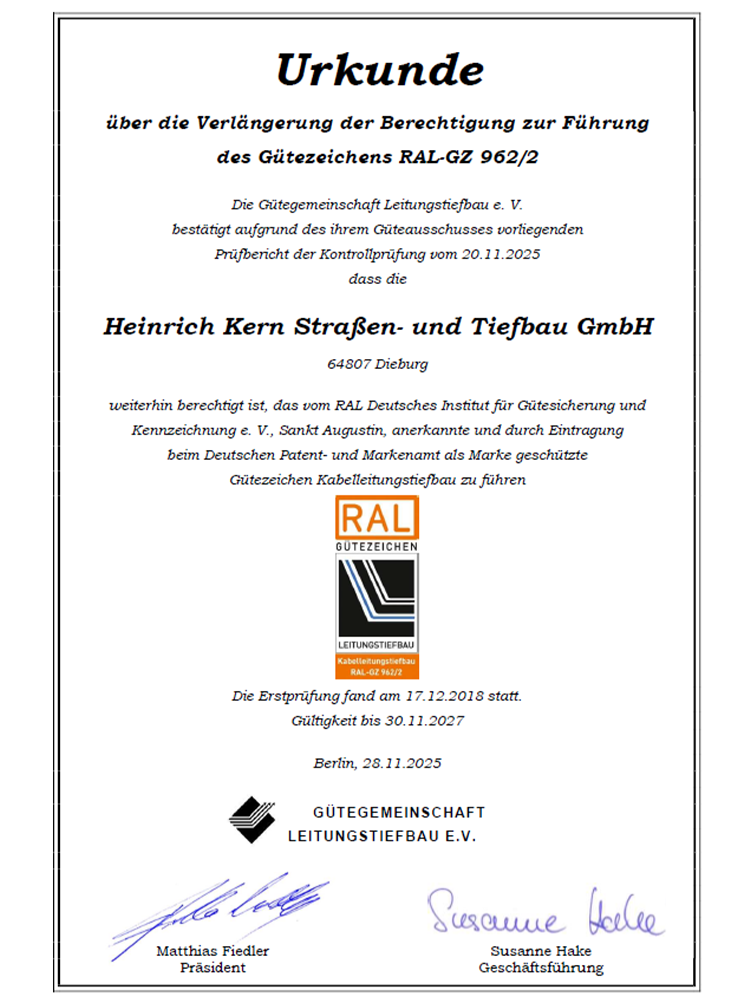 Zertifikat RAL bis 2027